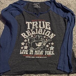 True Religion Navy and Gray Long Sleeve Tee